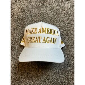 Trump MAGA Hat Cap Snap Back Make America Great Again 2024 White Gold Cali-Fame